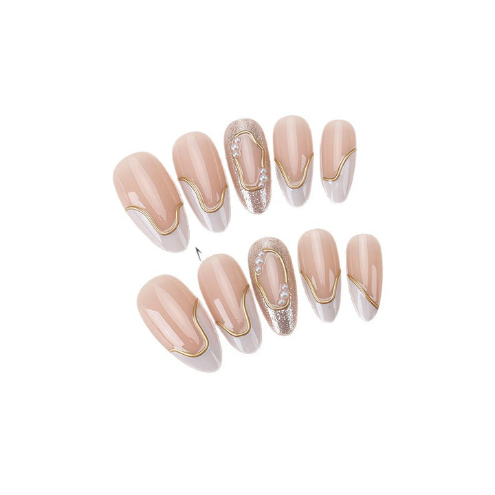 Elegant Gold-Accent Press-On Nail Art Kalsten