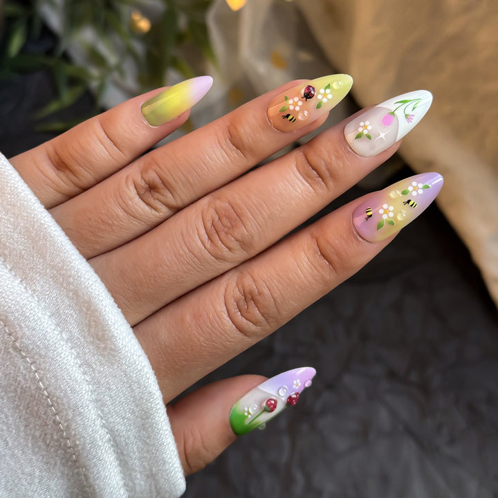 Artistic Floral-Themed Press-On Nails Kalsten