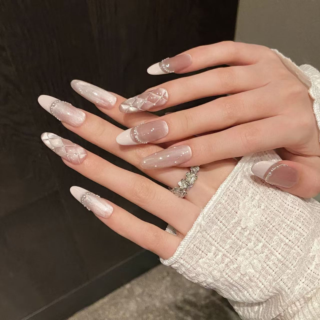 Elegant Pearled Press-On Nail Collection Kalsten