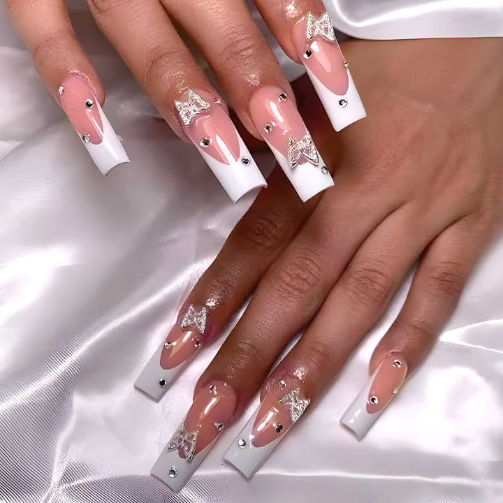 Elegant Butterfly-Embellished Press-On Nails Kalsten