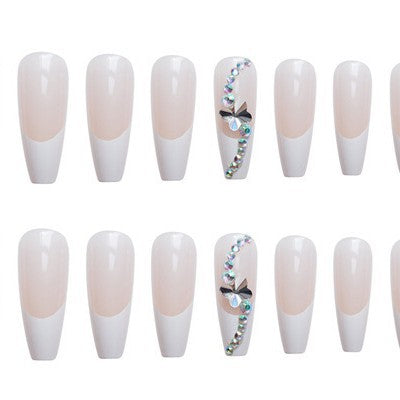 Glamorous Long Stiletto Press-On Nail Set with Decorative Crystal Accents