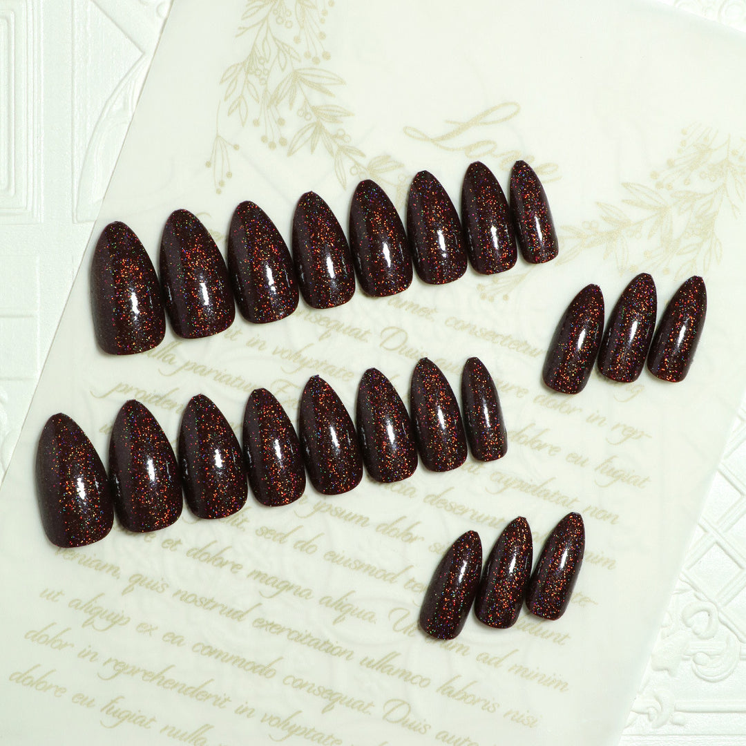 Unique Glittering Almond-Shaped Press-On Nails Kalsten