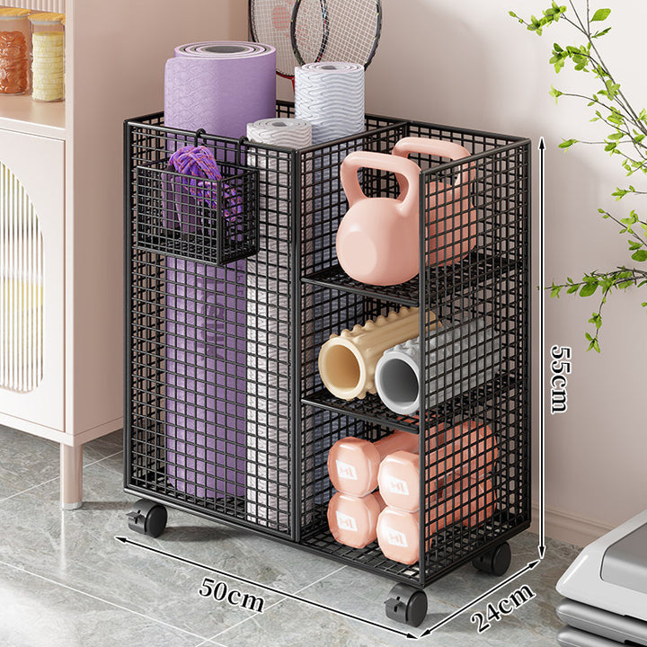 Vertical Rolling Mesh Fitness Equipment Organizer Cart