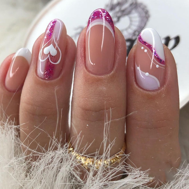 Artistic Glitter Heart Press-On Nails Kalsten