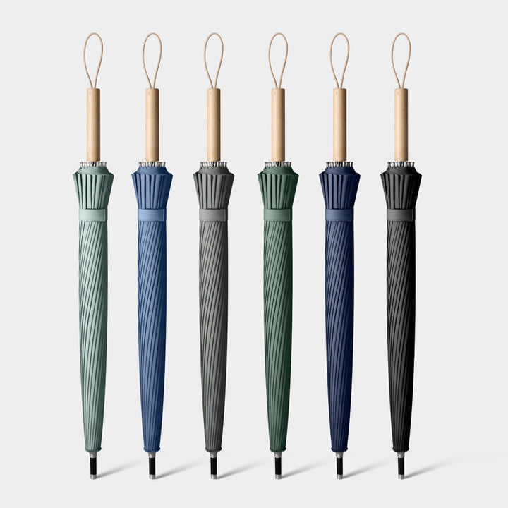 Women's elegant folding umbrella with ergonomic wooden handle and wind-resistant structure Kalsten