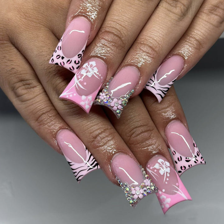 Decorative Acrylic French Tip Nail Art Extensions Kalsten