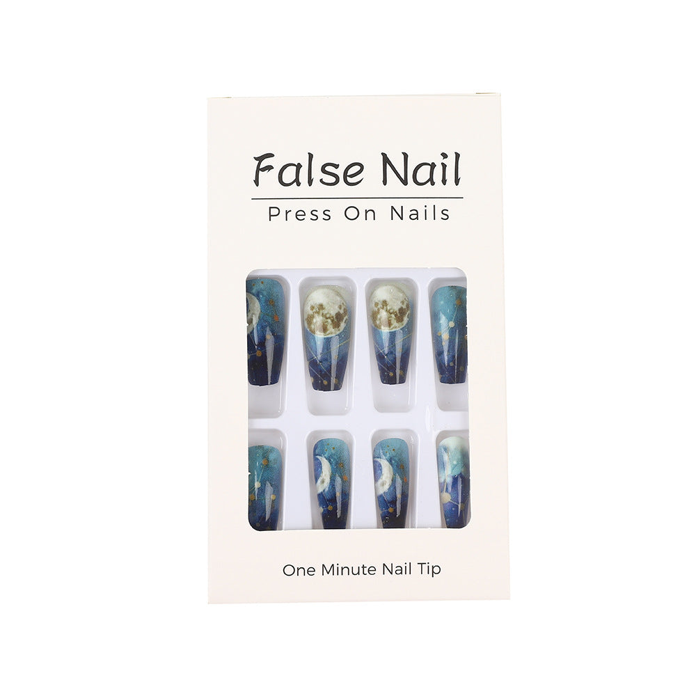 Dreamy artificial nails with moon and star design Kalsten