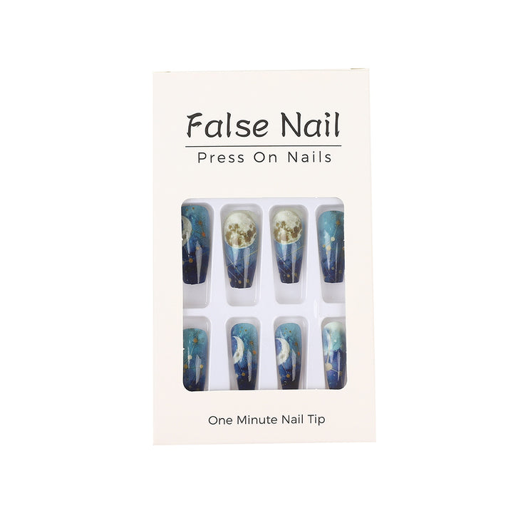 Dreamy artificial nails with moon and star design Kalsten