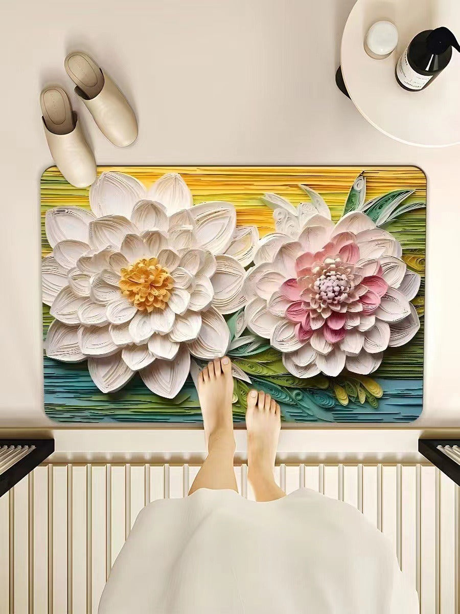 Luxurious Floral Design Bath Mat