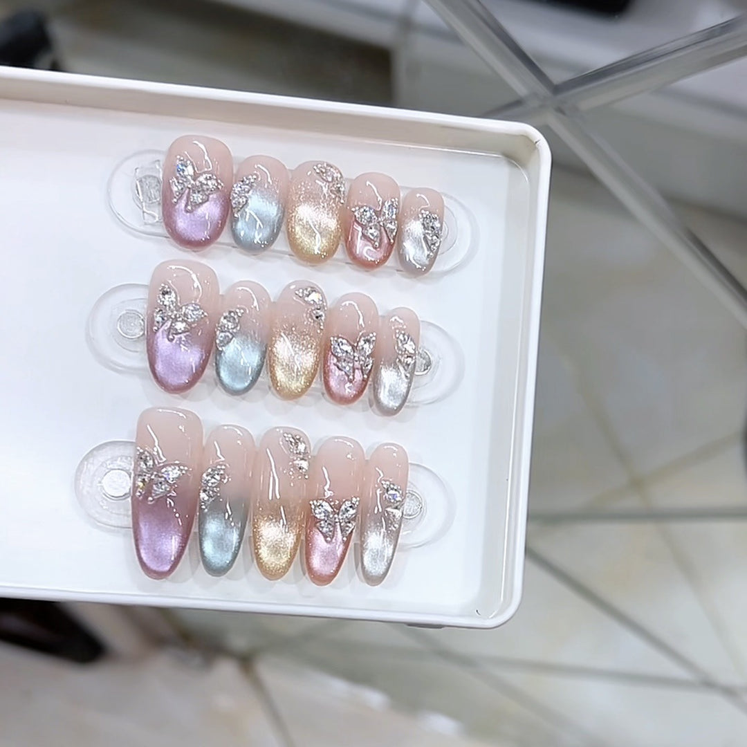 Decorative Press-On Nail Set with Butterfly Accents Kalsten