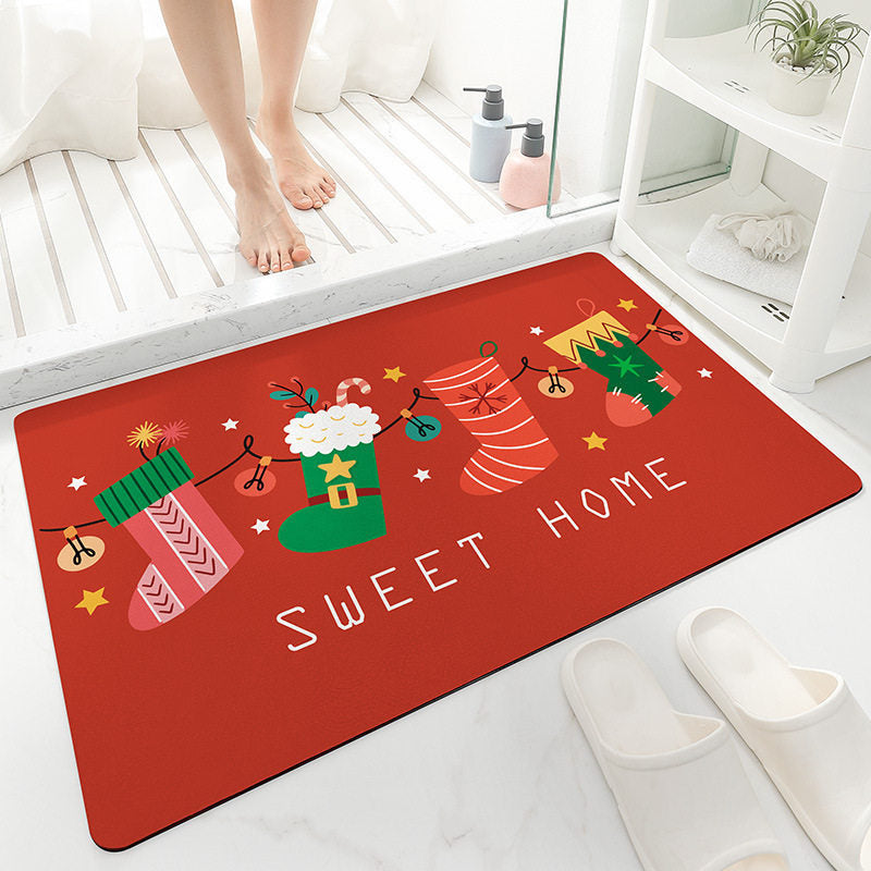 Cute Holiday-Themed Bath Mat for Bathroom Decor