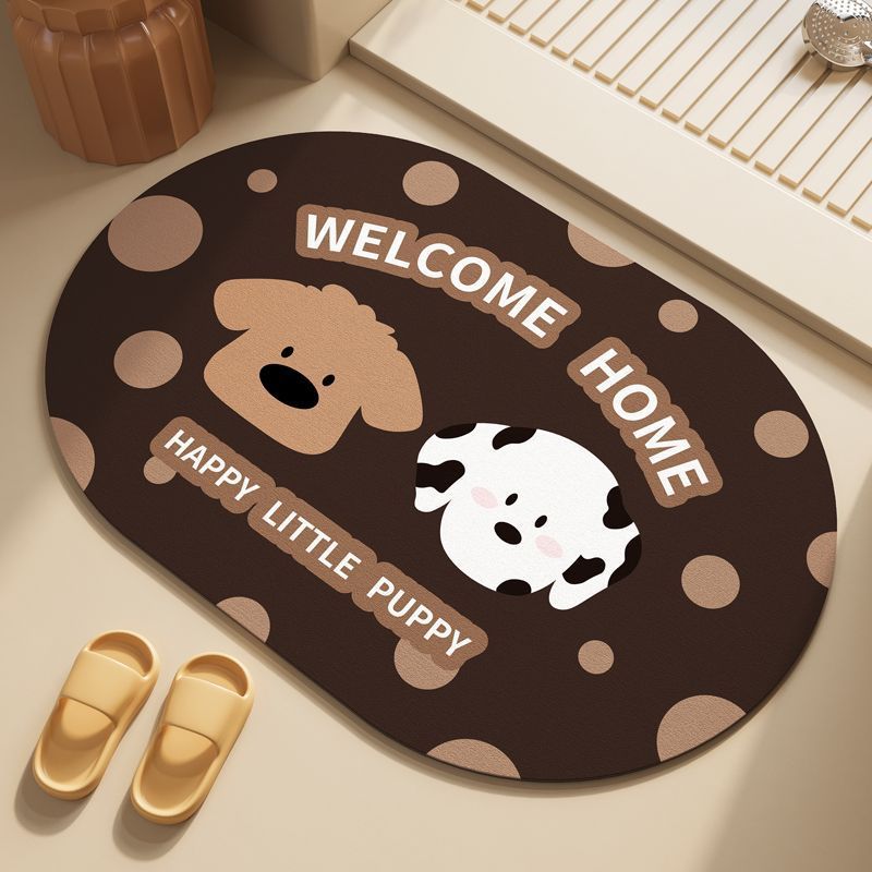 Playful Puppy-Themed Bath Rug