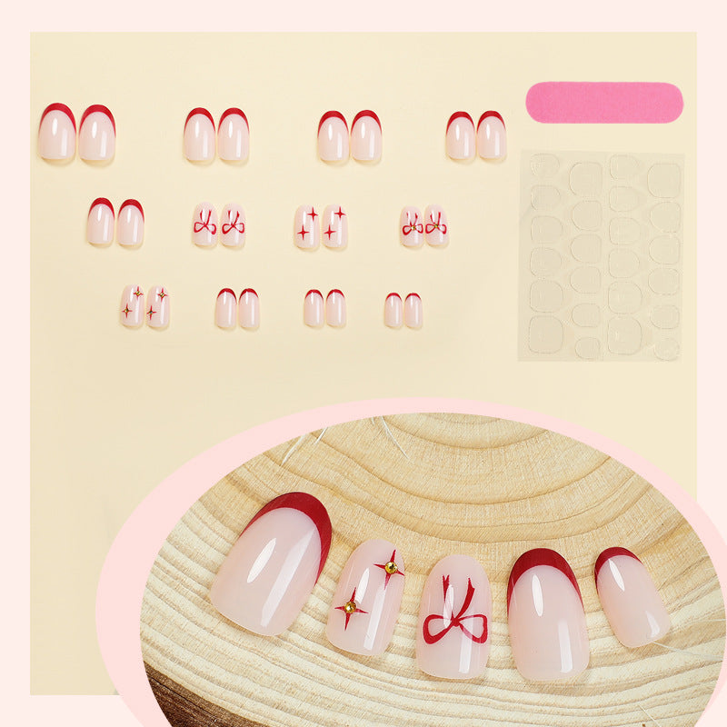 Acrylic nail set with elegant arch design and glitter effects Kalsten