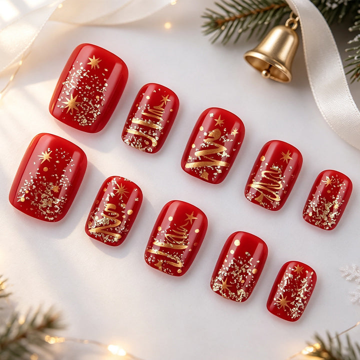Festive Holiday-Themed Press-On Nail Art Kalsten