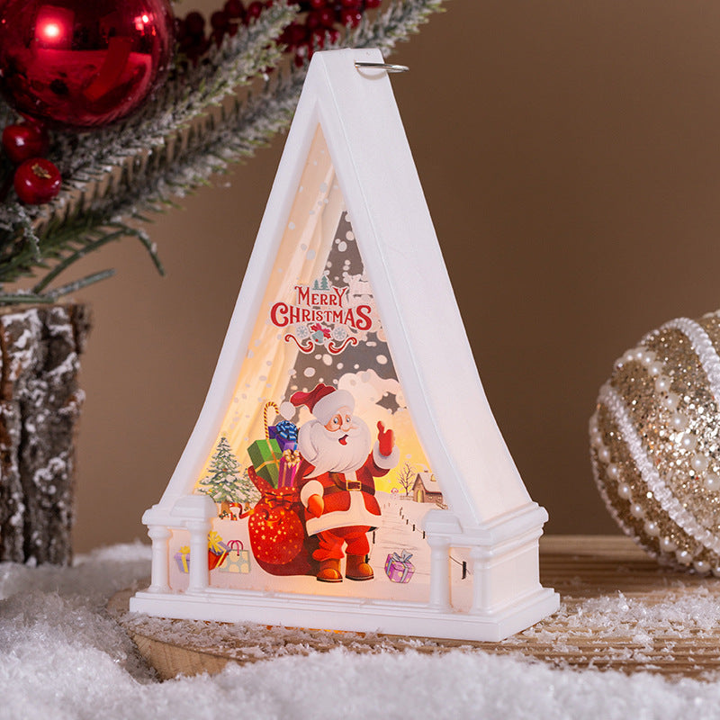 Christmas lantern with LED lighting and festive snowman
