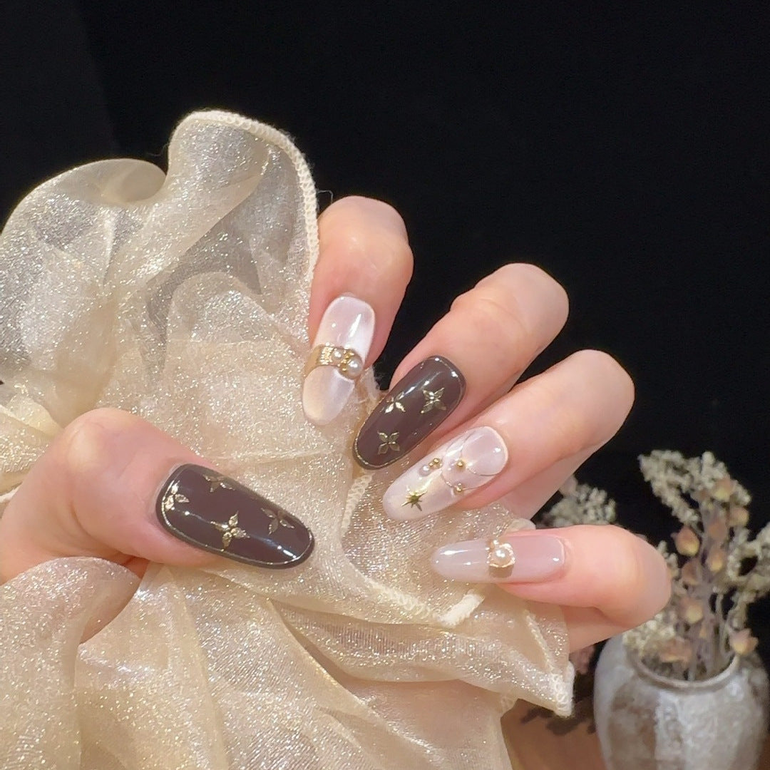 Decorative Press-On Nail Set with Star Accents Kalsten