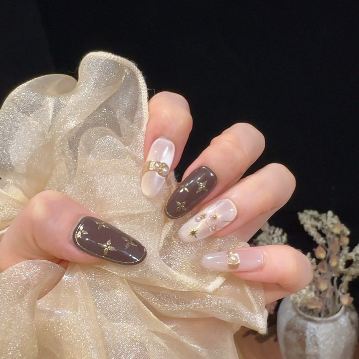Decorative Press-On Nail Set with Star Accents Kalsten