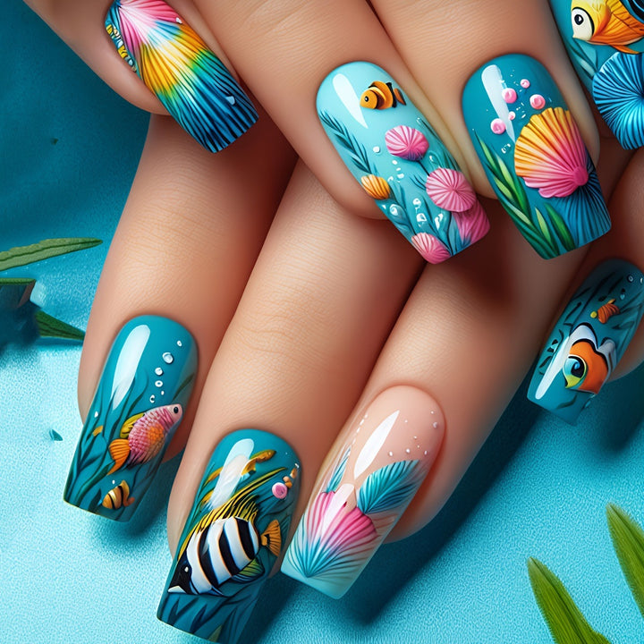 Underwater-Themed Extravagant Nail Art Kalsten