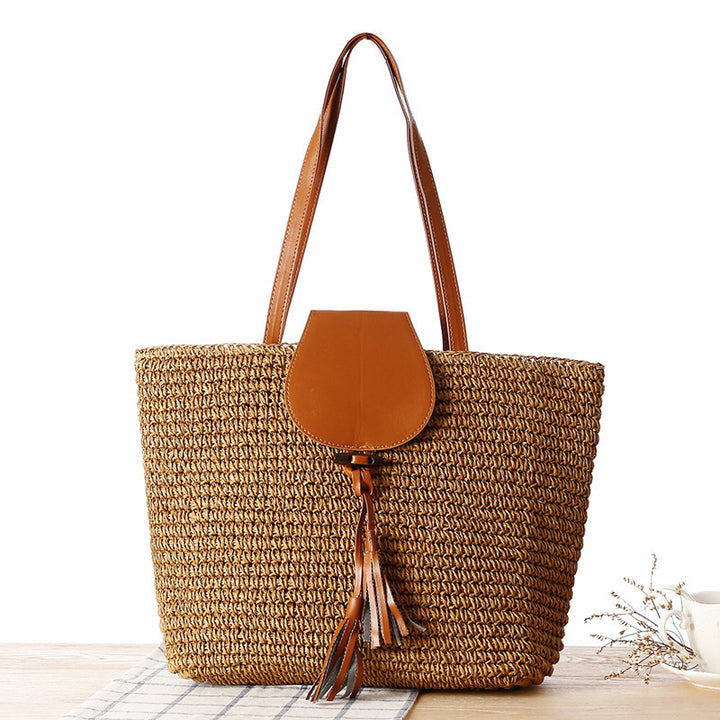 Elegant basket bag with leather accents Kalsten