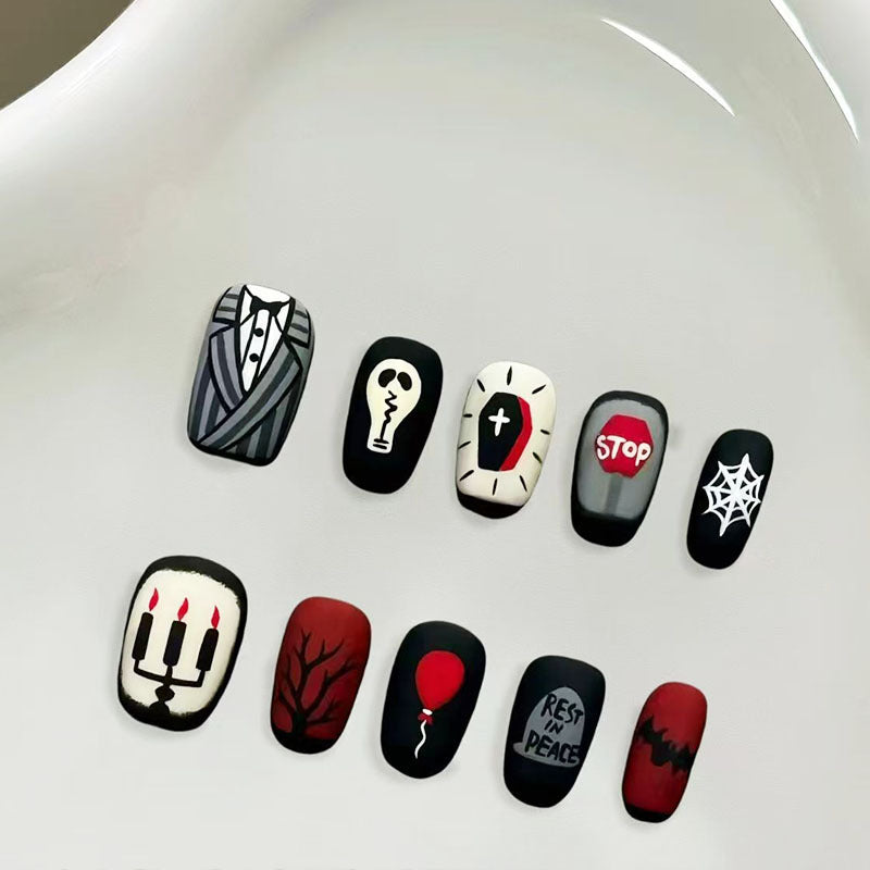 Playful Cat-Themed Press-On Nail Art Kalsten