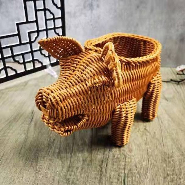 Decorative Woven Dog-Shaped Storage Basket Kalsten