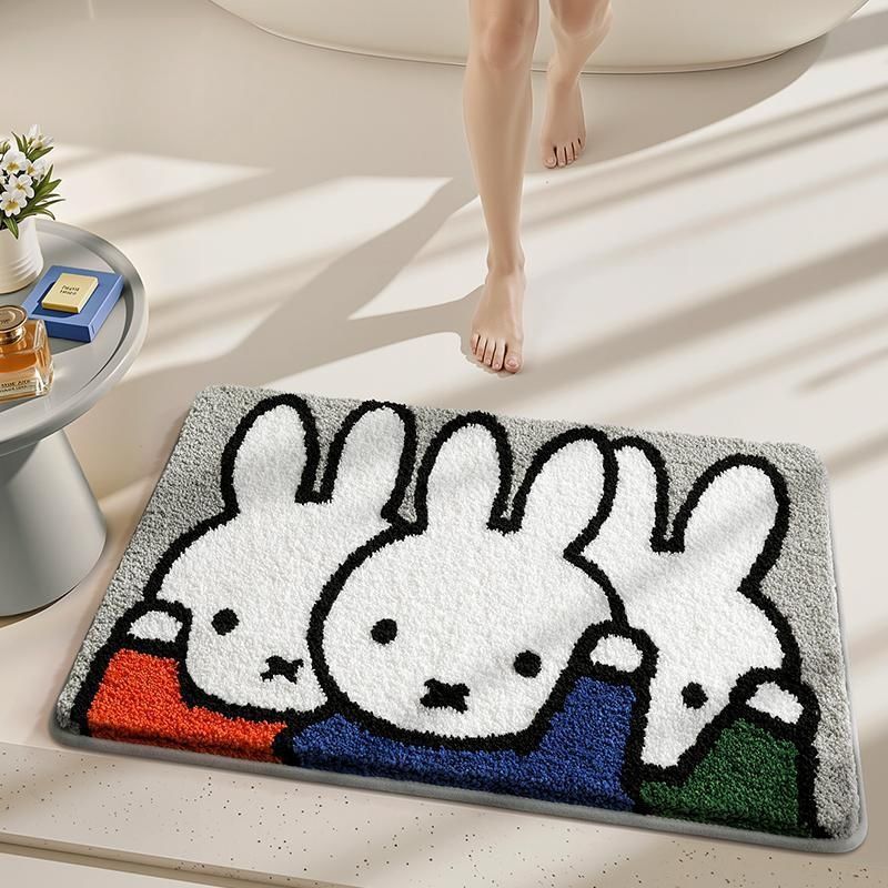 Cartoon-Themed Plush Bathroom Mat