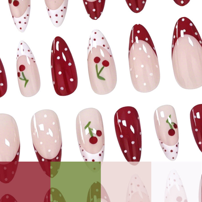 Cherry-Themed Acrylic Nail Art Enhancements Kalsten