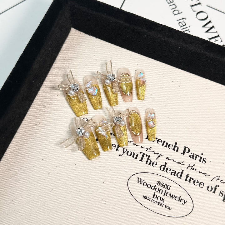 Glamorous Rhinestone and Glitter Press-On Nail Set