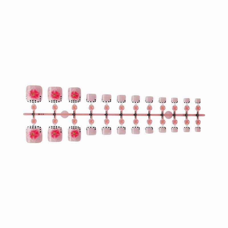 Artificial nail set with elegant flower and dot design Kalsten
