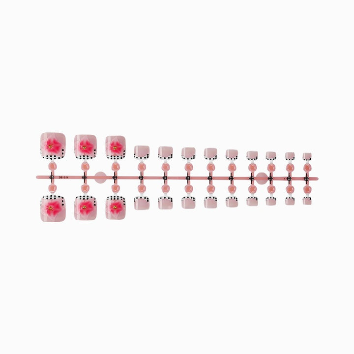 Artificial nail set with elegant flower and dot design Kalsten