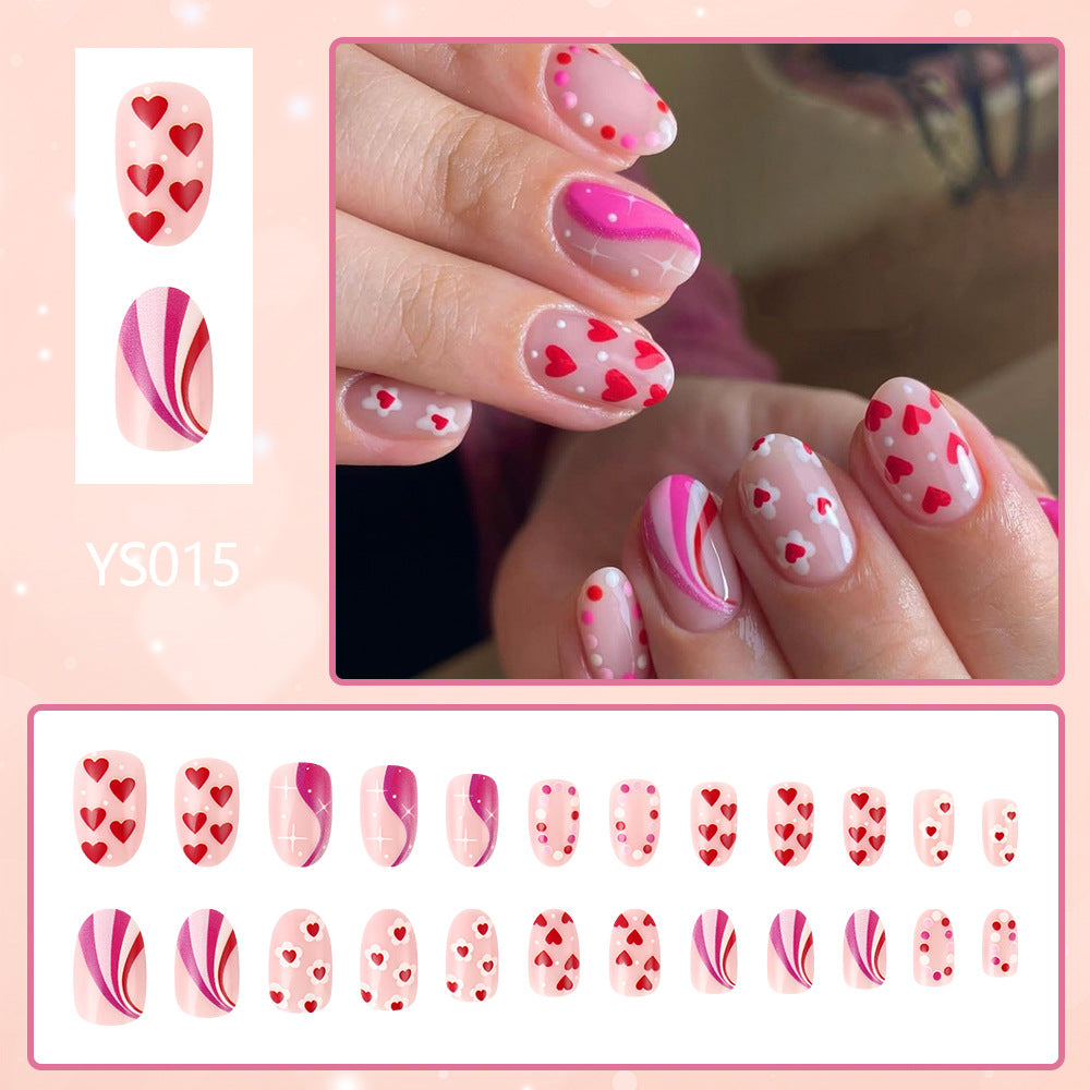 Romantic Heart-Themed Press-On Nail Art Kalsten