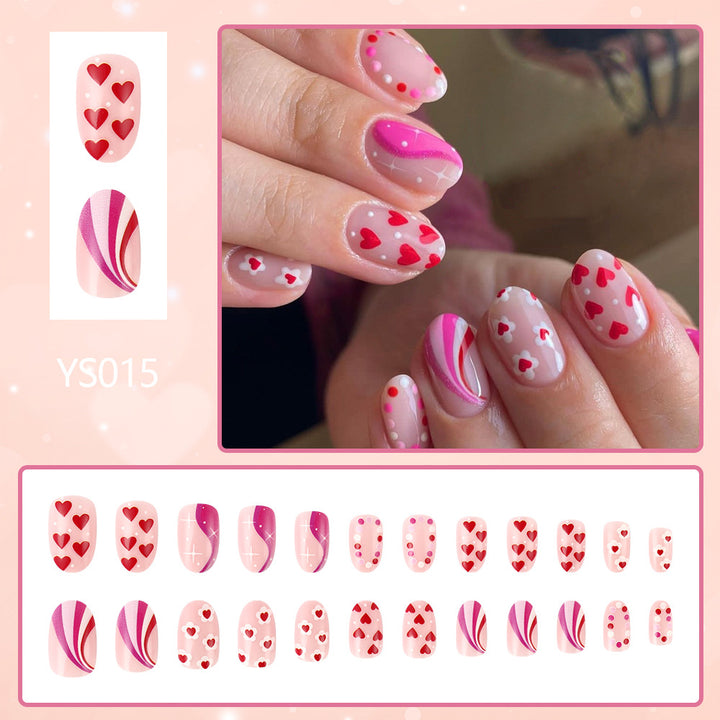 Romantic Heart-Themed Press-On Nail Art Kalsten