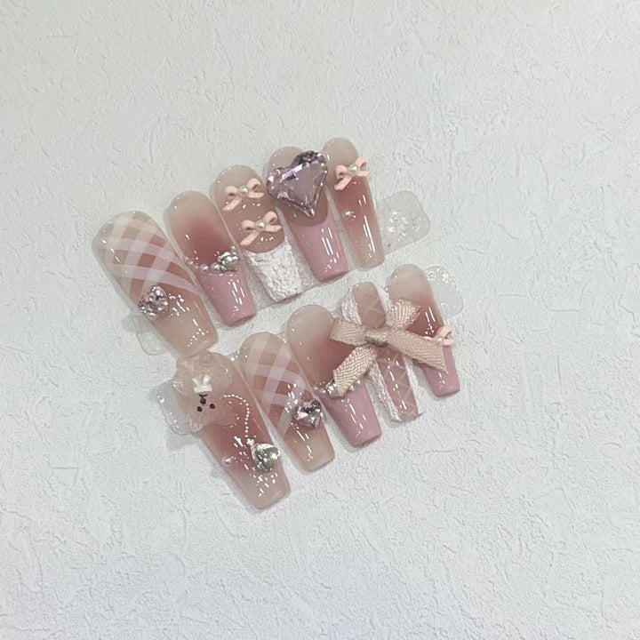 Artisan Floral Embellished Press-On Nail Set Kalsten