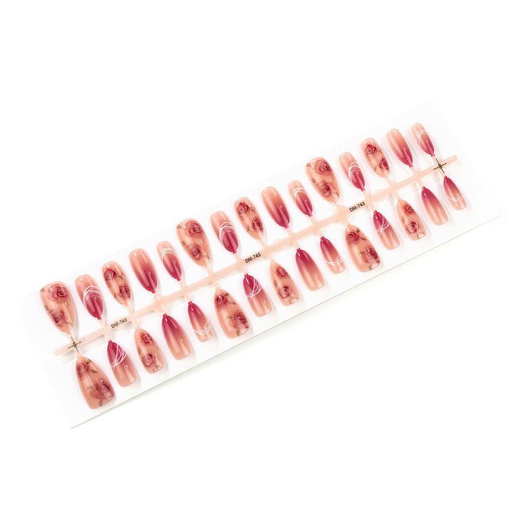 Elegant Rose Design Press-On Nail Set