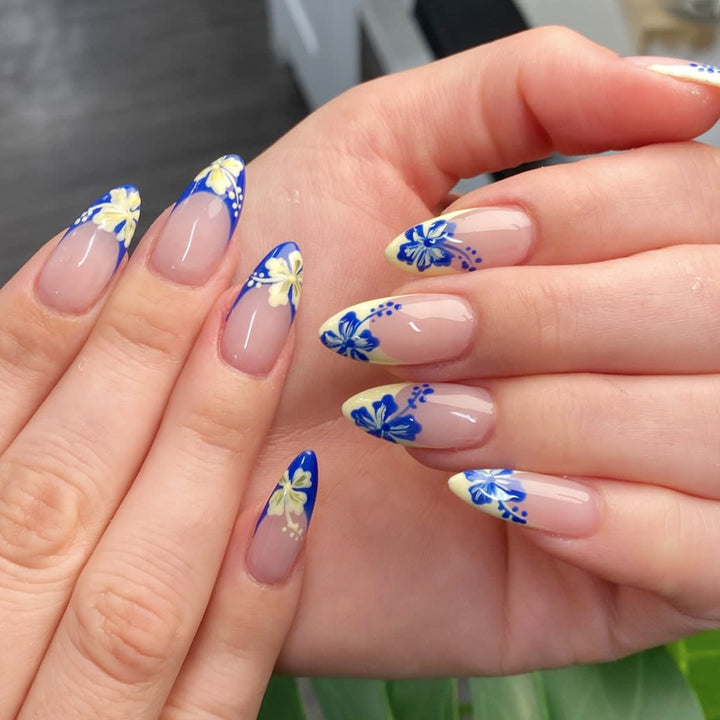 Floral Art French Tip Nail Set Kalsten