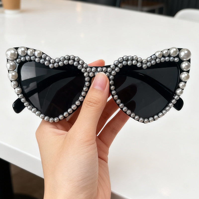 Heart-Shaped Pearl-Detail Sunglasses Kalsten