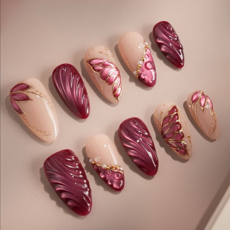Premium Artistic Floral Press-On Nail Set Kalsten