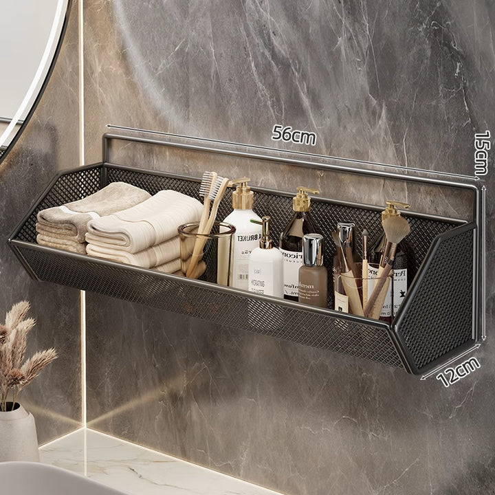 Wall-Mounted Mesh Bathroom Organizer Shelf