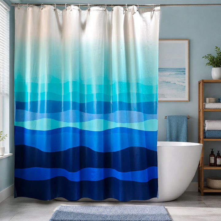 Gradient Wave Pattern Shower Curtain Kalsten