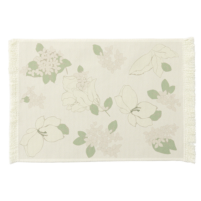 Floral woven bath mat with decorative fringes Kalsten