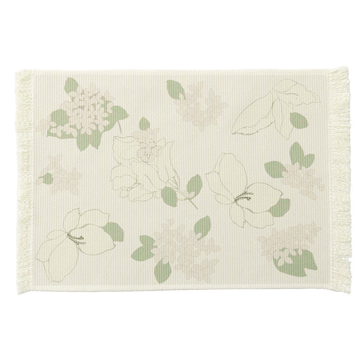 Floral woven bath mat with decorative fringes Kalsten