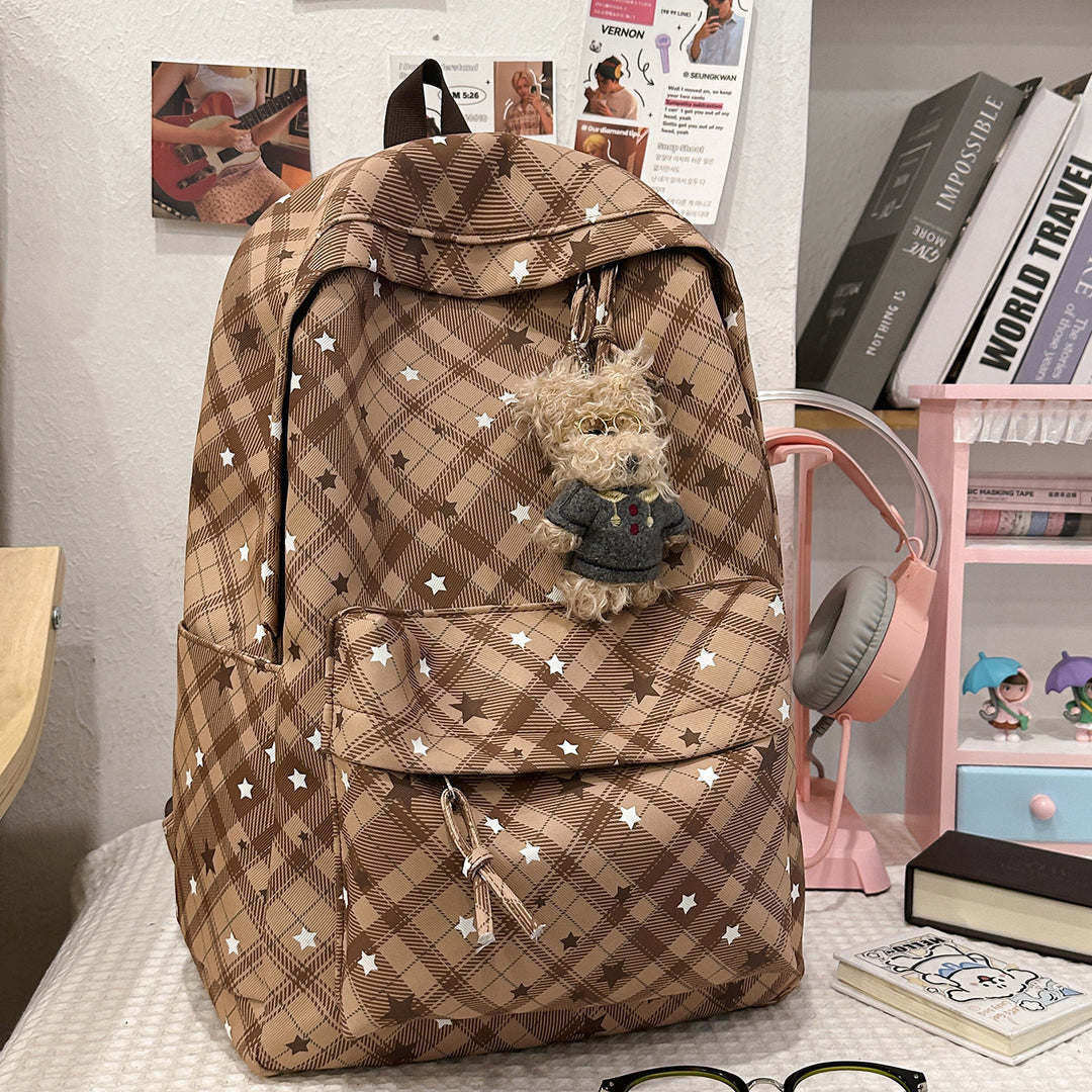 Backpack with Fashionable Check Pattern and Practical Compartments Kalsten