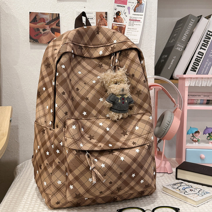 Backpack with Fashionable Check Pattern and Practical Compartments Kalsten
