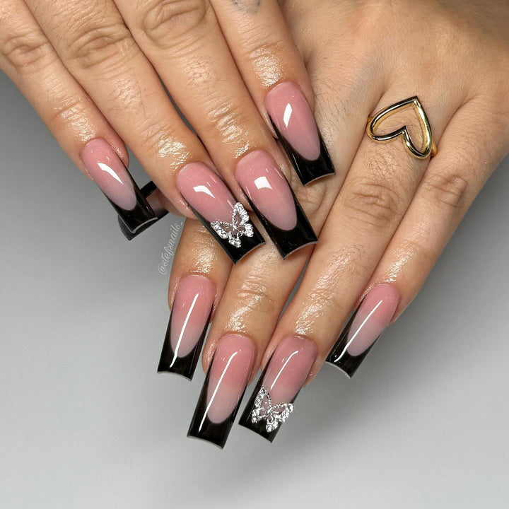 Acrylic nail set with elegant butterfly accents Kalsten