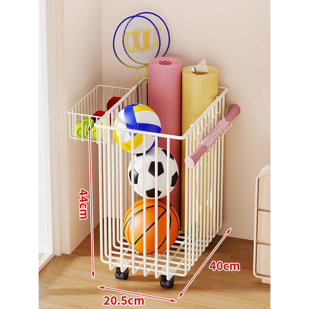 Rolling Vertical Sports Storage Cart for Balls and Yoga Mats