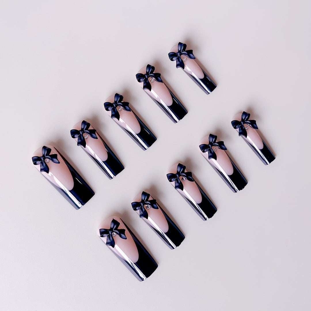 Elegant artificial nail tips with bow decorations Kalsten