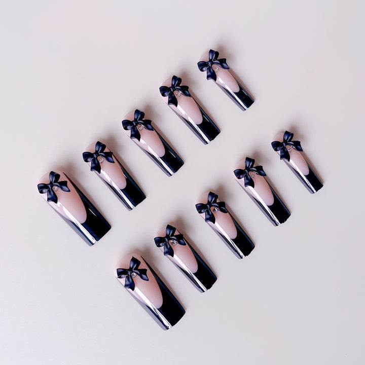 Elegant artificial nail tips with bow decorations Kalsten