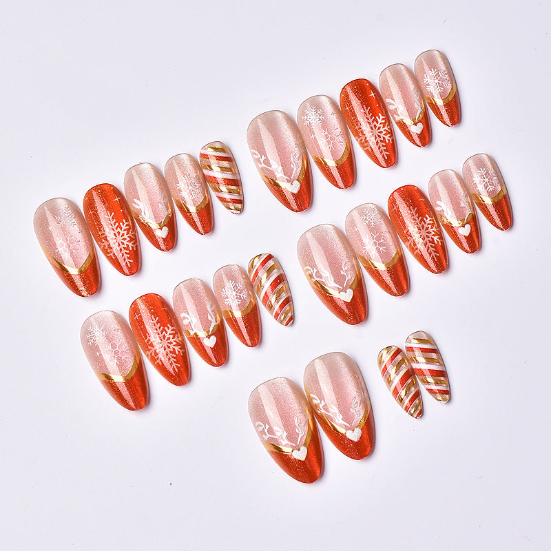 Christmas-Themed Press-On Nail Art Set 1790738580