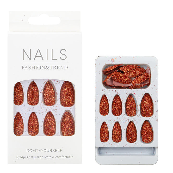 Glittering Almond-Shaped Press-On Nail Tips Kalsten