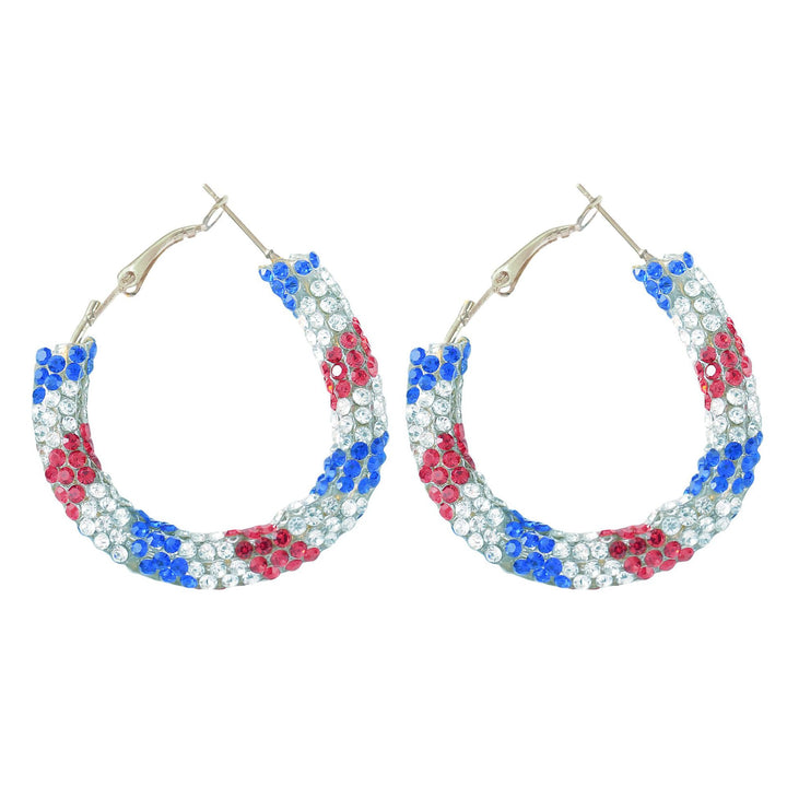 Ladies enamel earrings horseshoe with star stripe motif Kalsten